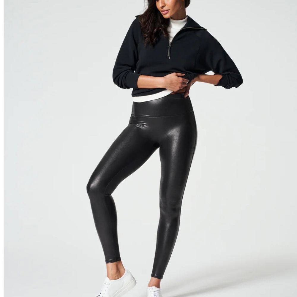 Spanx Faux-Leather Leggings, Size M